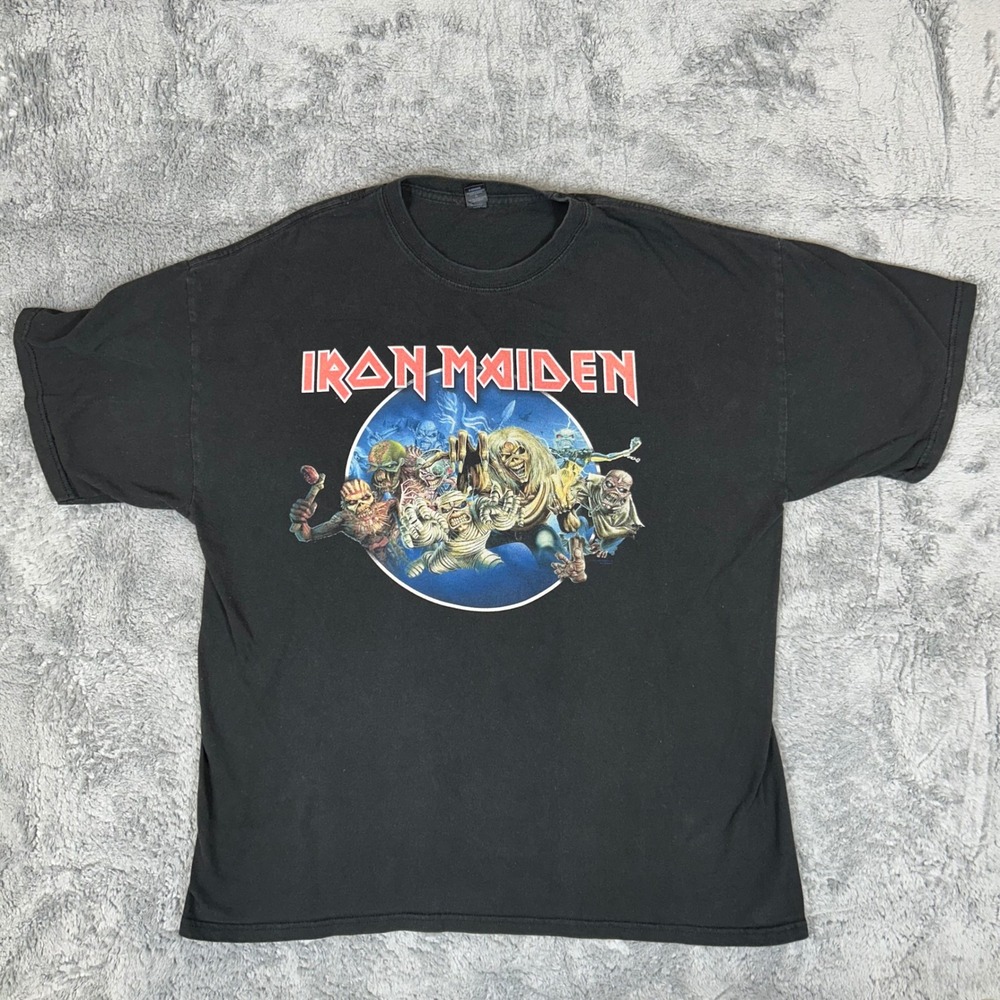 Iron Maiden Eddie Graphic T-Shirt Mens XL Black M&O Gold Heavy Metal Band Tee